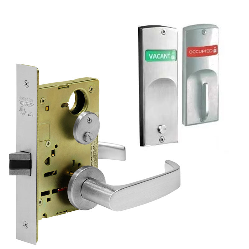 Sargent V20-8265-LNL-US26D Privacy Bathroom Mortise Lock, With V20  Indicator, L-Lever, LN-Rose, Field Reversible, ASA Strike, Grade 1, Satin  Chrome